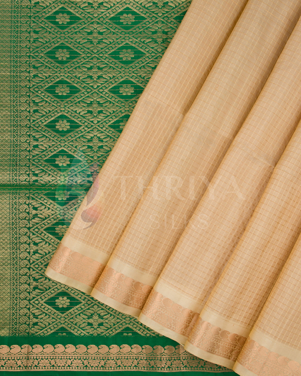 Sandal And Green Soft Silk Saree - TSW060809 - View 2