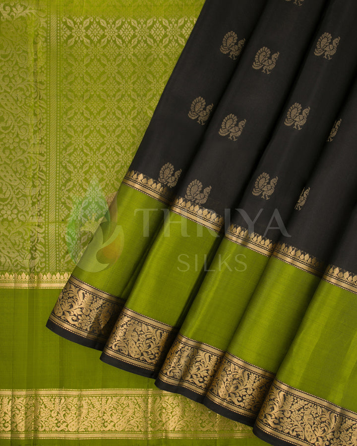 Black And Green Soft Silk Saree - TSW120906