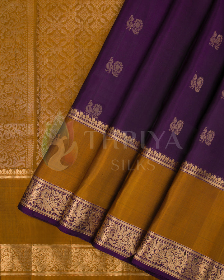 Violet And Mustard Soft Silk Saree - TSW120911