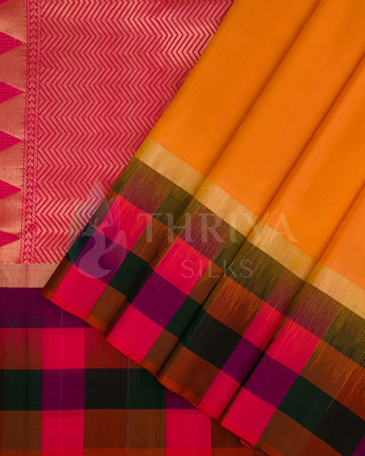 Orange And Pink Soft Silk Saree - TSW300704