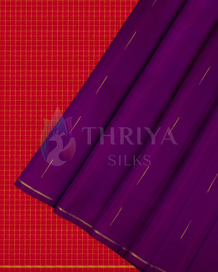 Purple And Red Kanchipuram Silk Saree - TSW250909