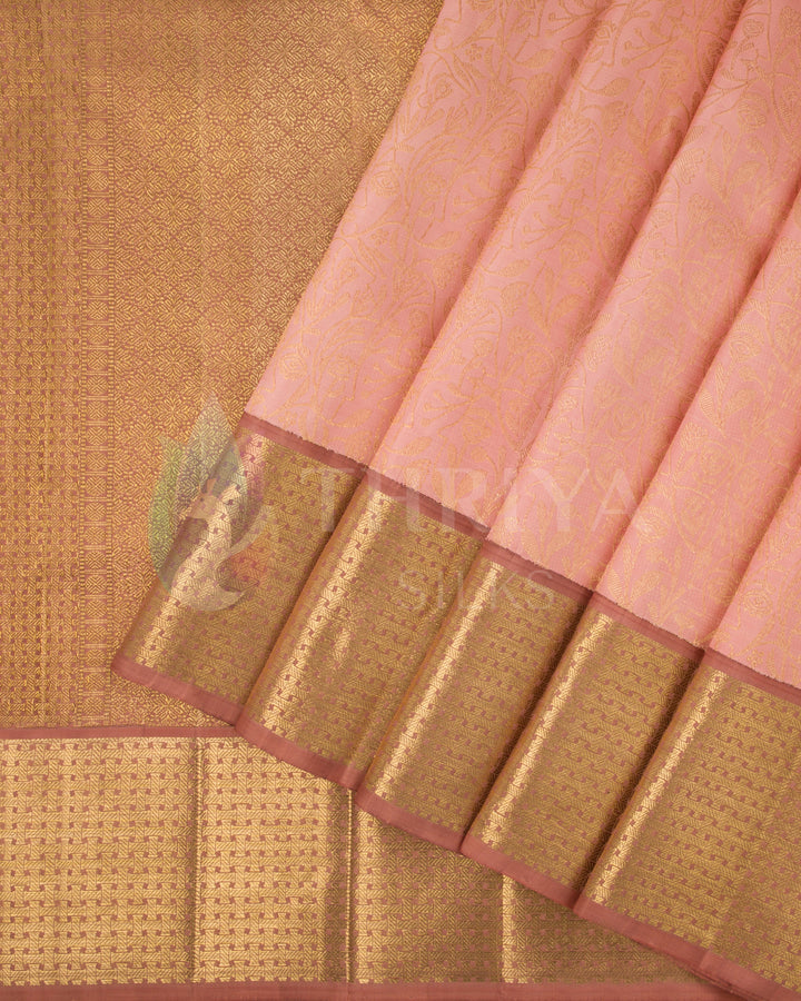 Salmon Pink And Dusty Pink Kanchipuram Silk Saree - TSW021002