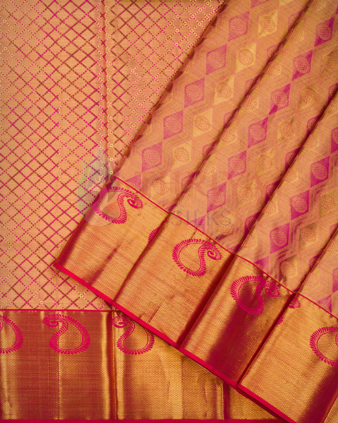 Golden Pink Kanchipuram Saree with 2g Zari - TSW0919
