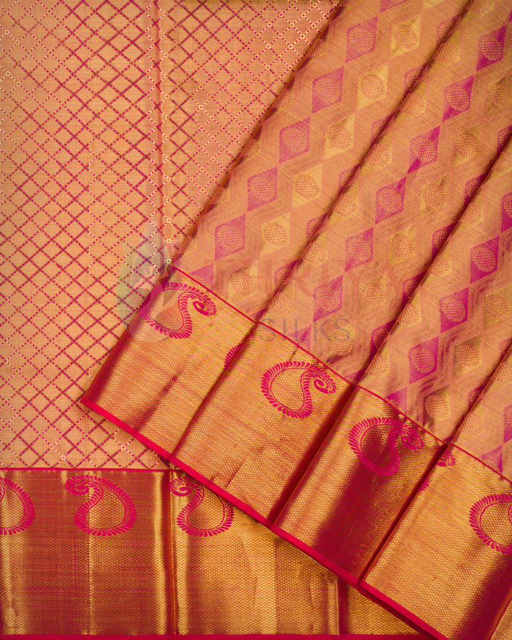 Golden Pink Kanchipuram Saree with 2g Zari - TSW0919