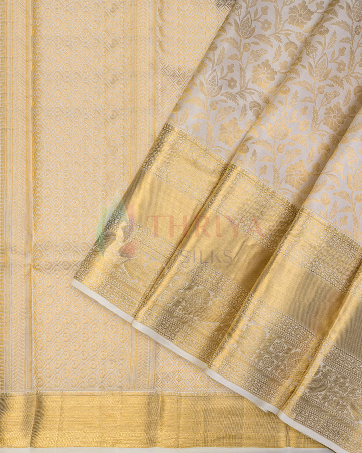 Half White Kanchipuram Silk Saree - BW2407(815)