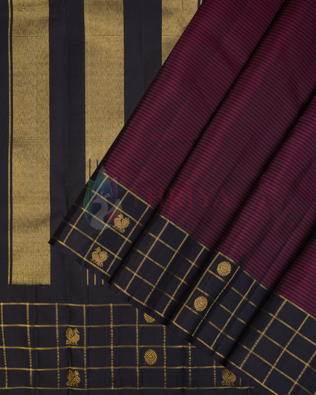 Arakku & Black Kanchipuram Silk Saree - TSPQ100503