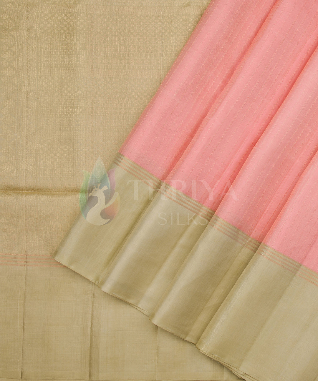 Peach And Pale Green Soft Silk Saree - TS3L060503