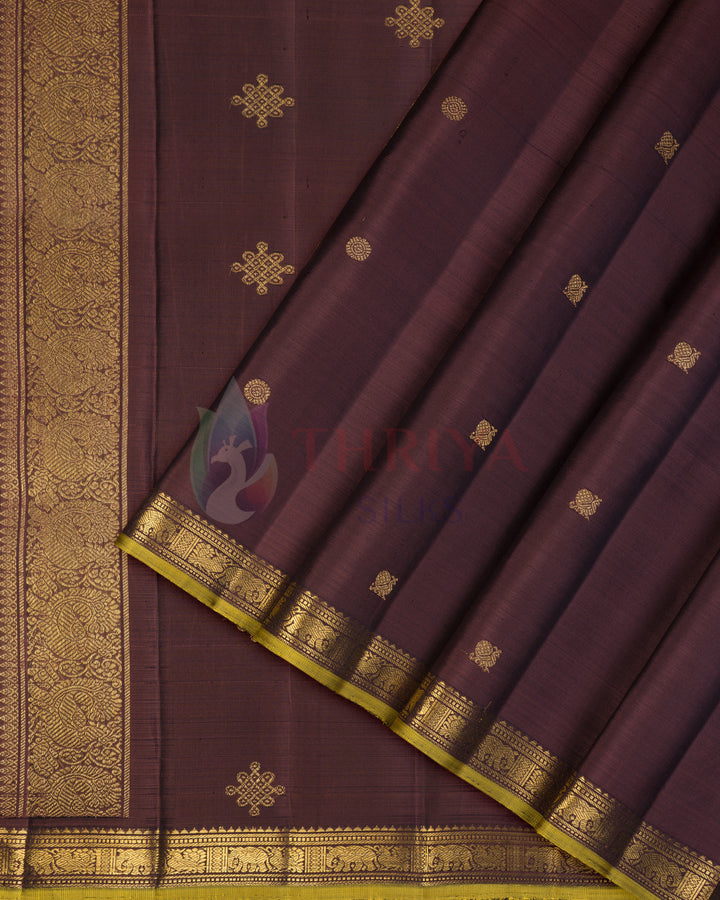 Brown Kanchipuram Silk Saree & 3G - TSPQ190701