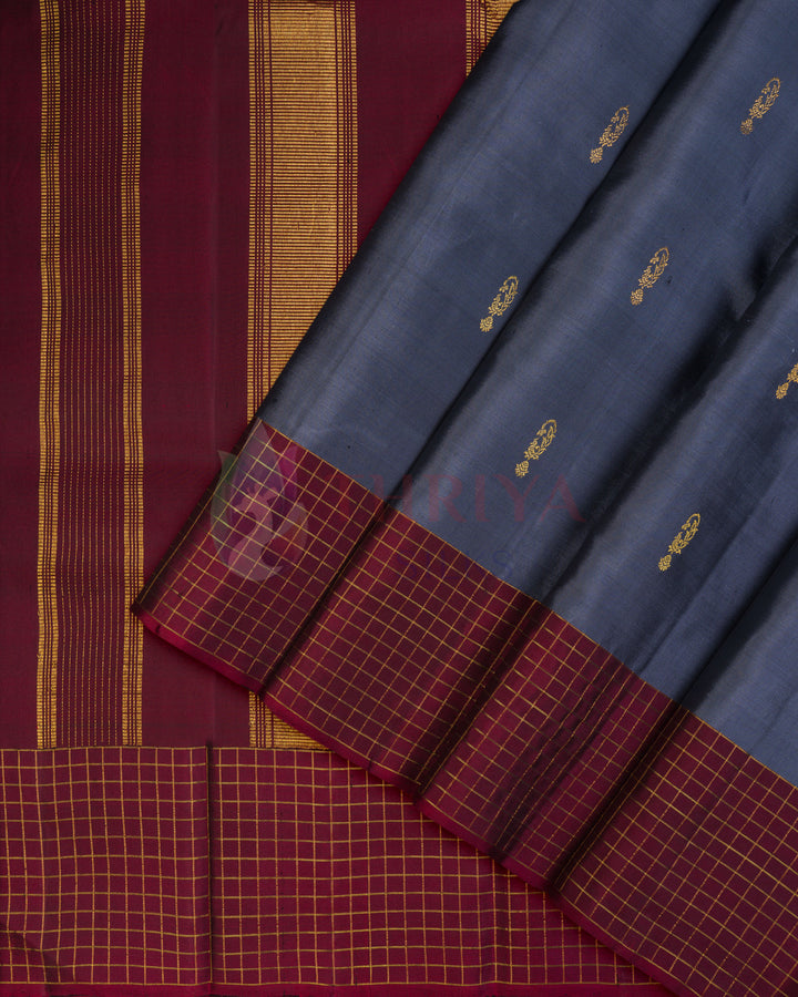 Ash Kanchipuram Silk Saree - TSPQ100501