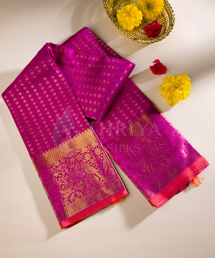 Pink Kanchipuram Silk Dupatta - Handloom