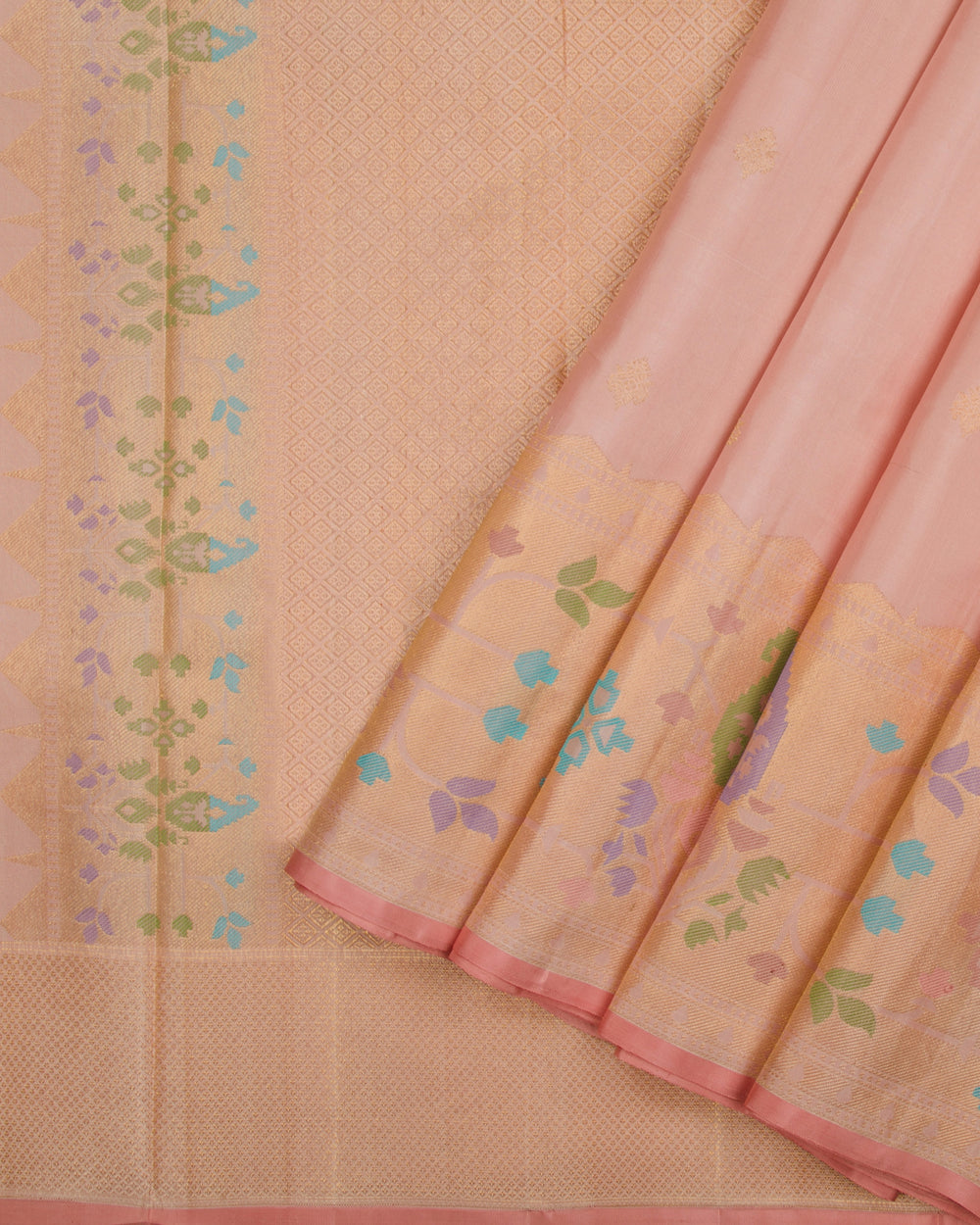 Peach Kanchipuram Silk Saree - TSW1215 - View 2