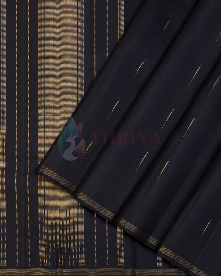 Black Kanchipuram Silk Saree & 3G Zari  - TSPQ100505