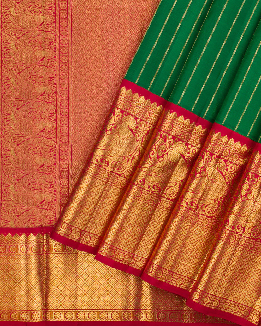 Green Kanchipuram Silk Saree - View 2