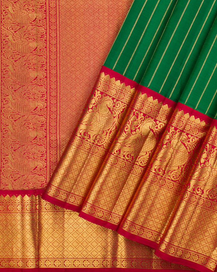 Green Kanchipuram Silk Saree - View 2