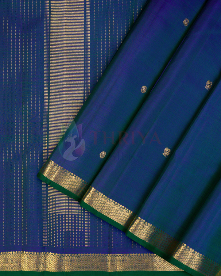 Peacock Blue Kanchipuram Silk Saree & 3G Zari - TSPQ200714