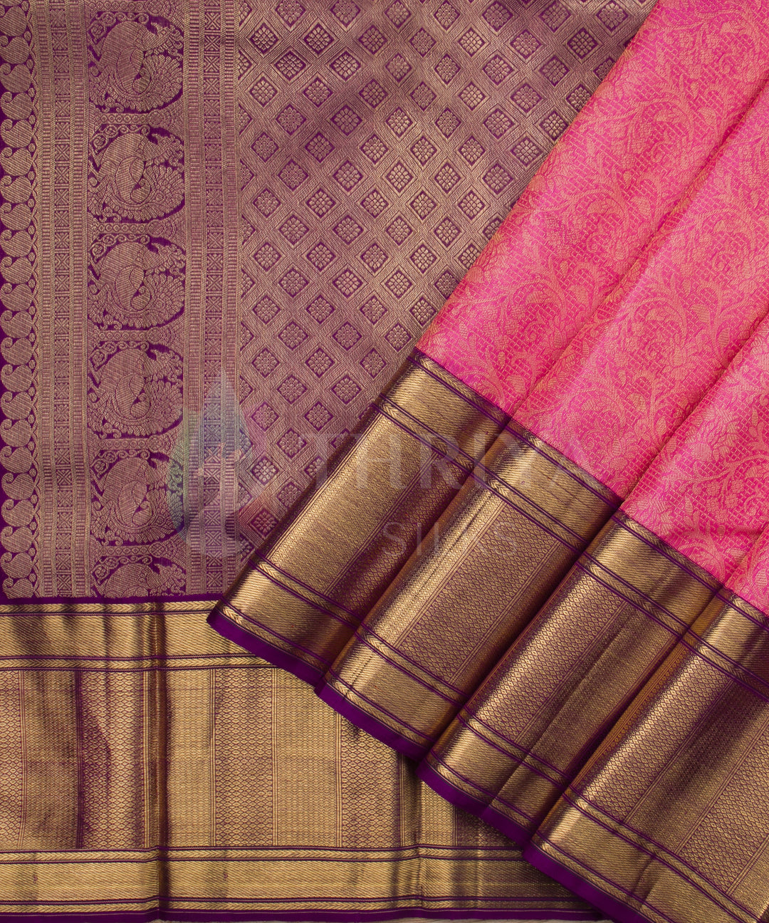 Pink and Purple Kanchipuram Silk Saree - TSW0925 - View 2