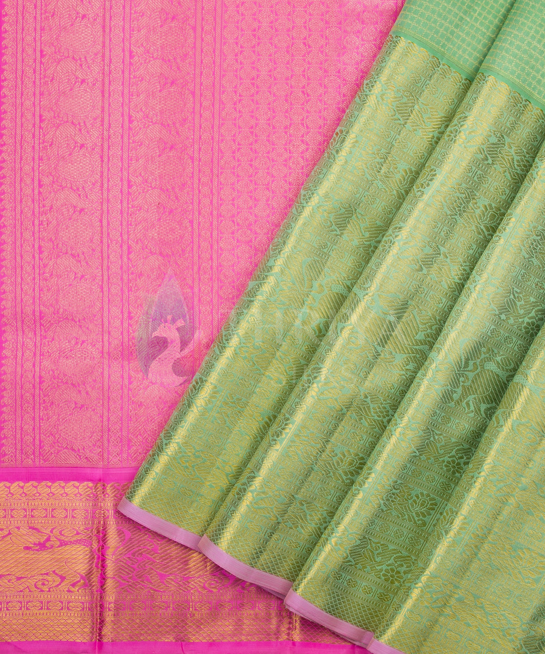 Pista Green and Pink Kanchipuram Silk Saree - TSW0929 - View 2