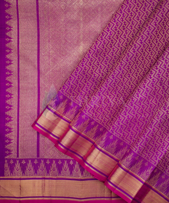 Magenta and Gold Kanchipuram Silk Saree- TSW050702 - View 2