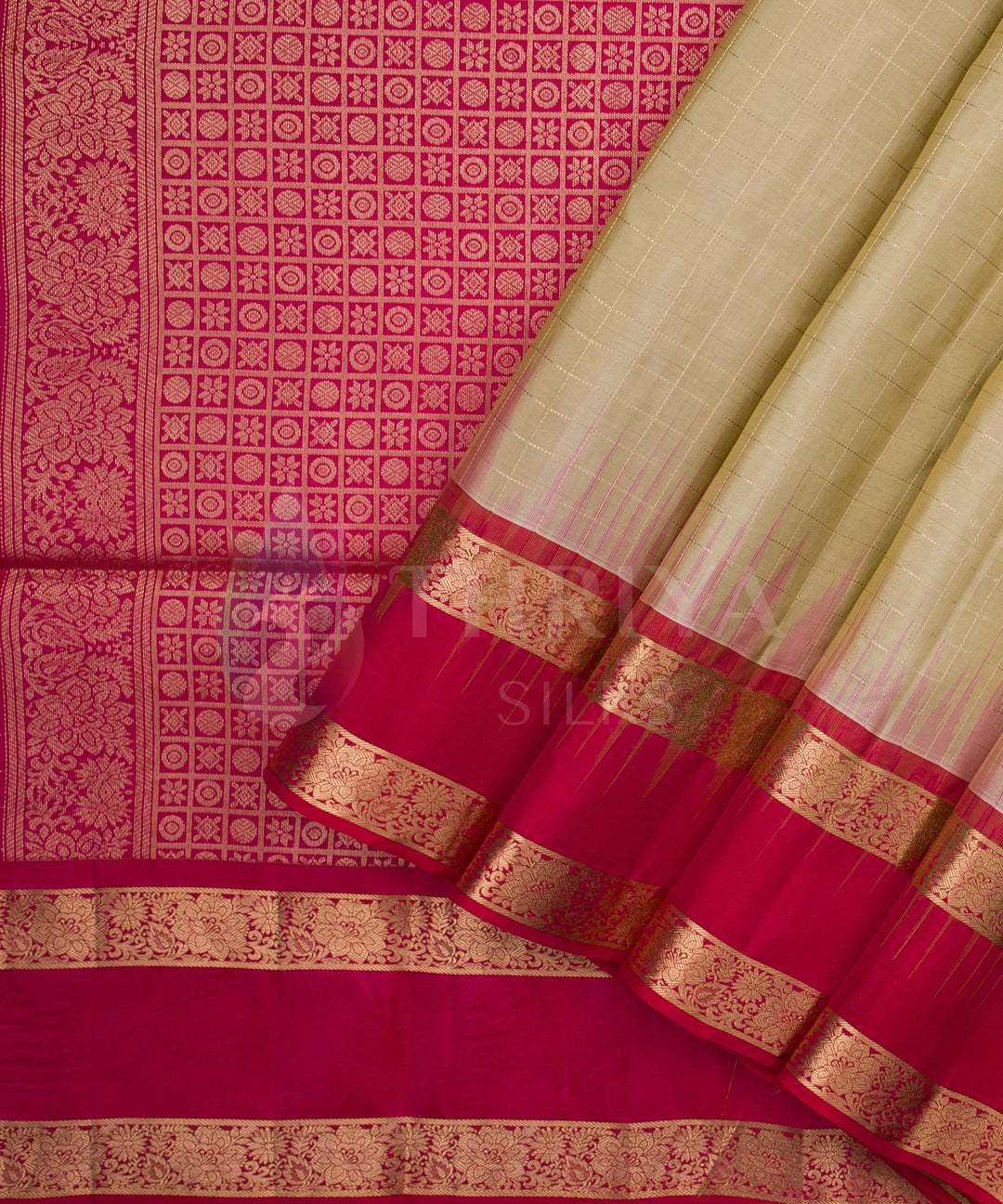 Sandal and Rani Pink Soft Silk Saree - TSW060710 - View 2