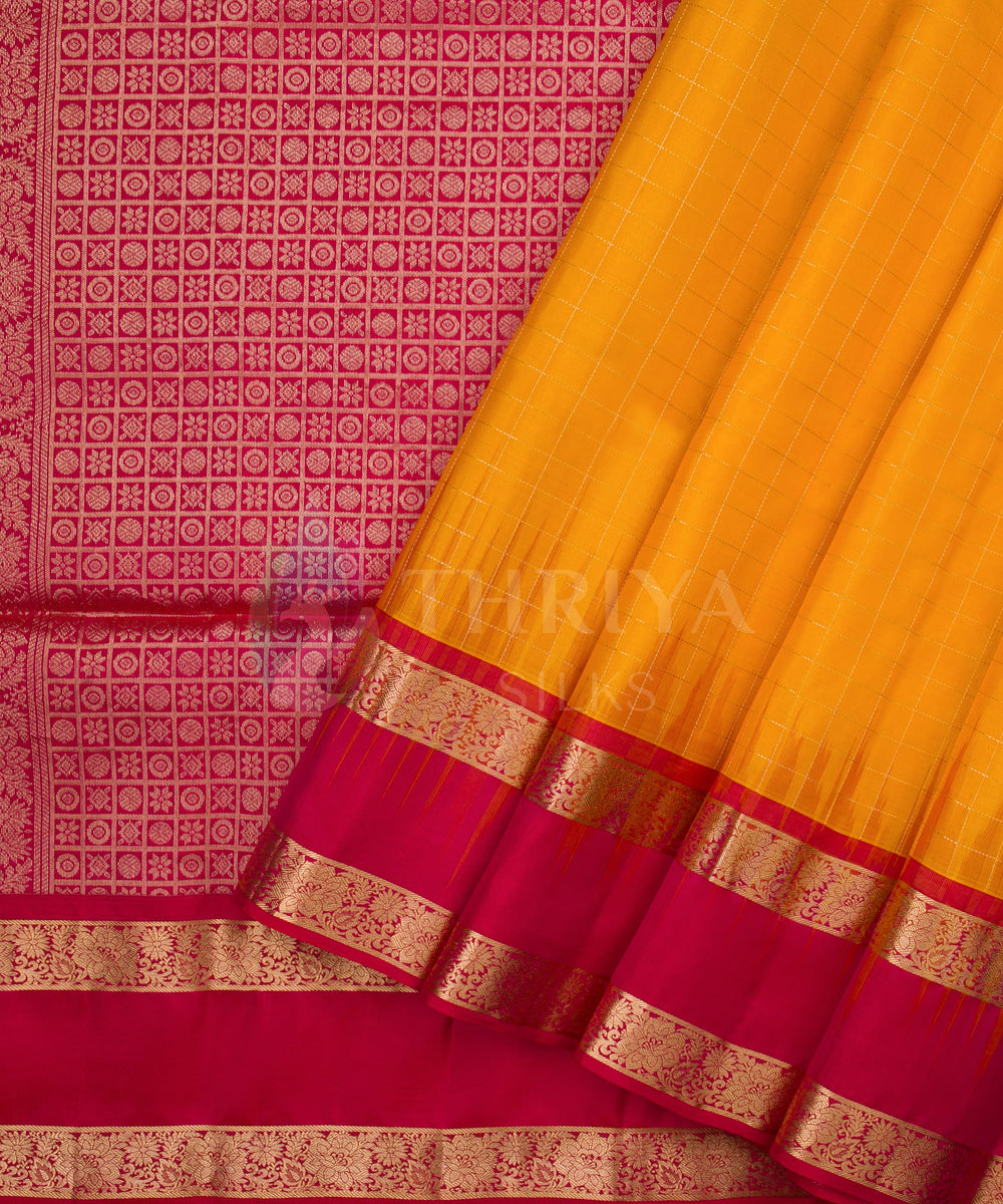 Yellow and Rani Pink Soft Silk Saree - TSW060708 - View 2