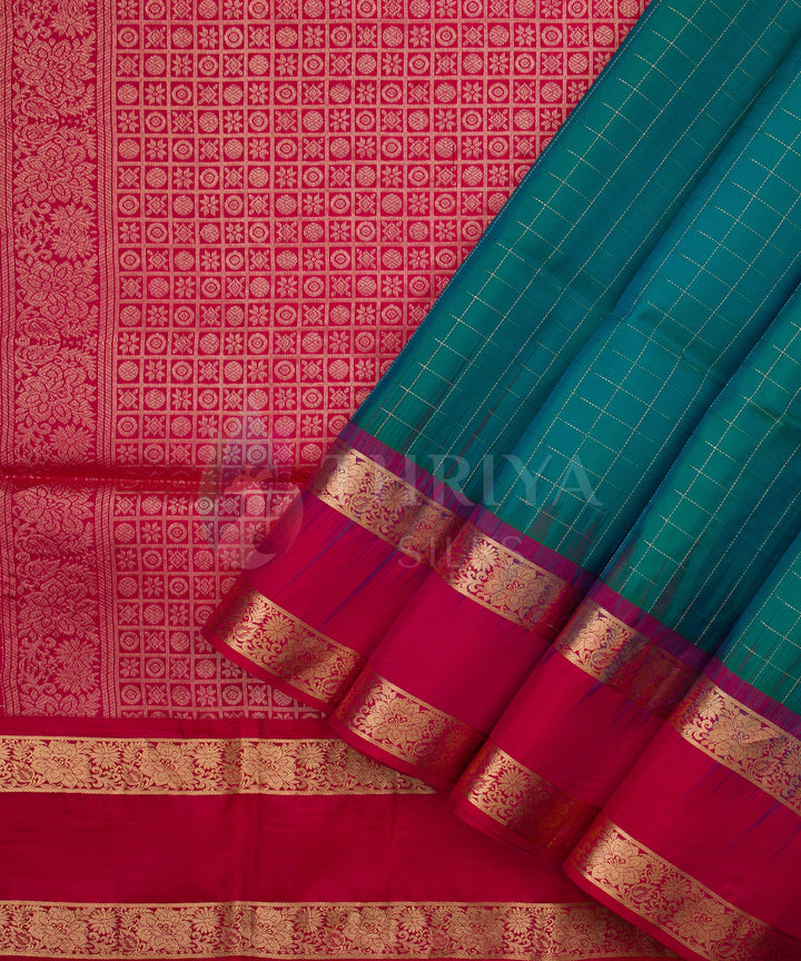 Turquoise and Pink Soft Silk Saree - TSW060709 - View 2