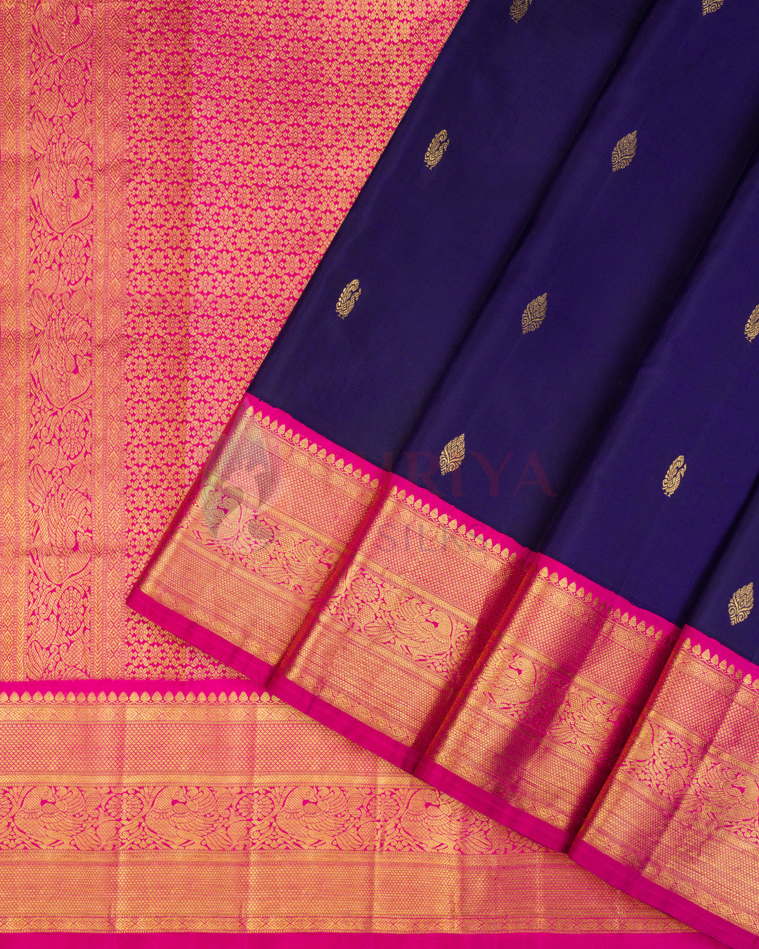 Navy Blue Kanchipuram Silk Saree - TSW1245