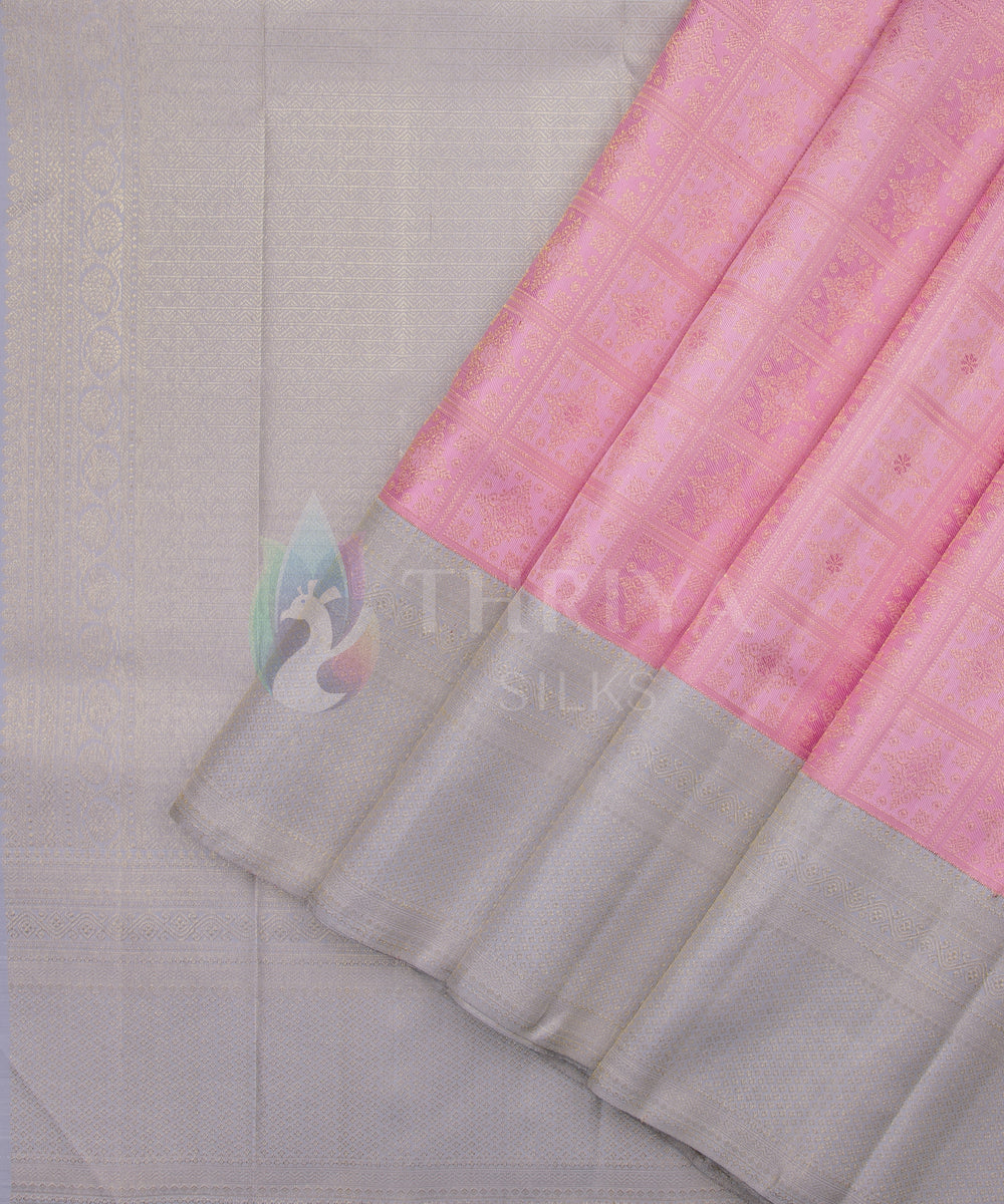 Pink and Silver Kanchipuram Silk Saree - TSW1128 - View 2