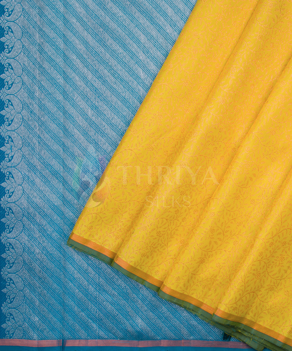 Yellow and Blue Kanchipuram Silk Saree - TSW1144 - View 2