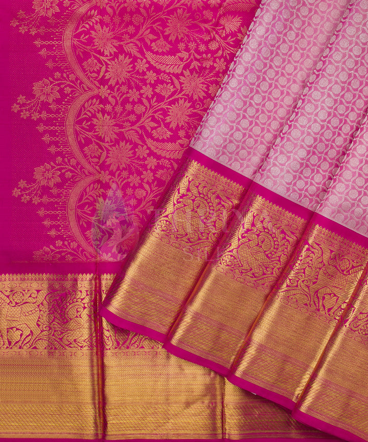 Light Pink with Dark Pink Kanchipuram Silk Saree - TSW0926 - View 2