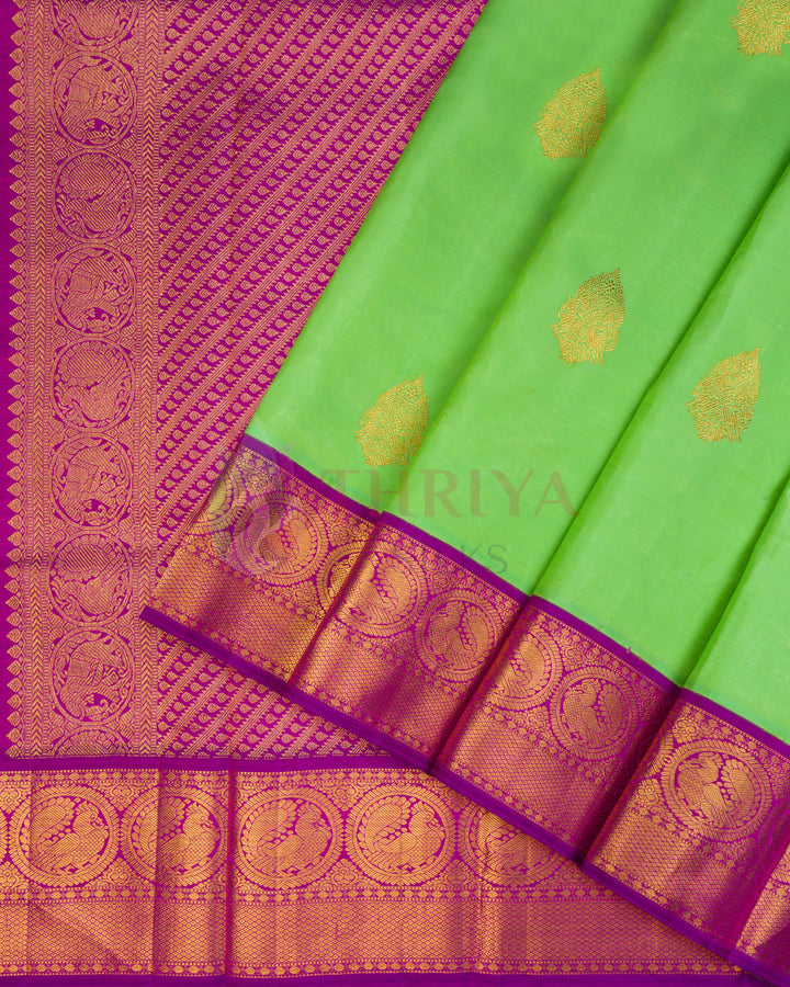 Parrot Green Kanchipuram Silk Saree - TSW1265