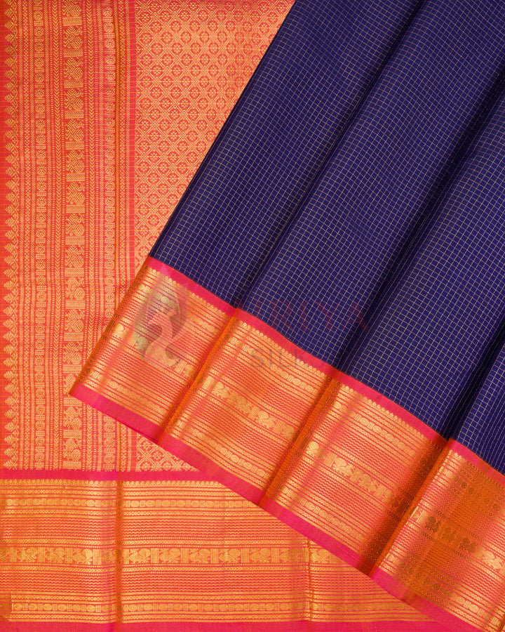 Ink Blue Kanchipuram Silk Saree - TSPQ120509