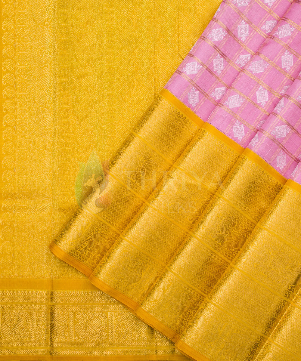 Pink and Yellow Kanchipuram Silk Saree - TSW1127 - View 2