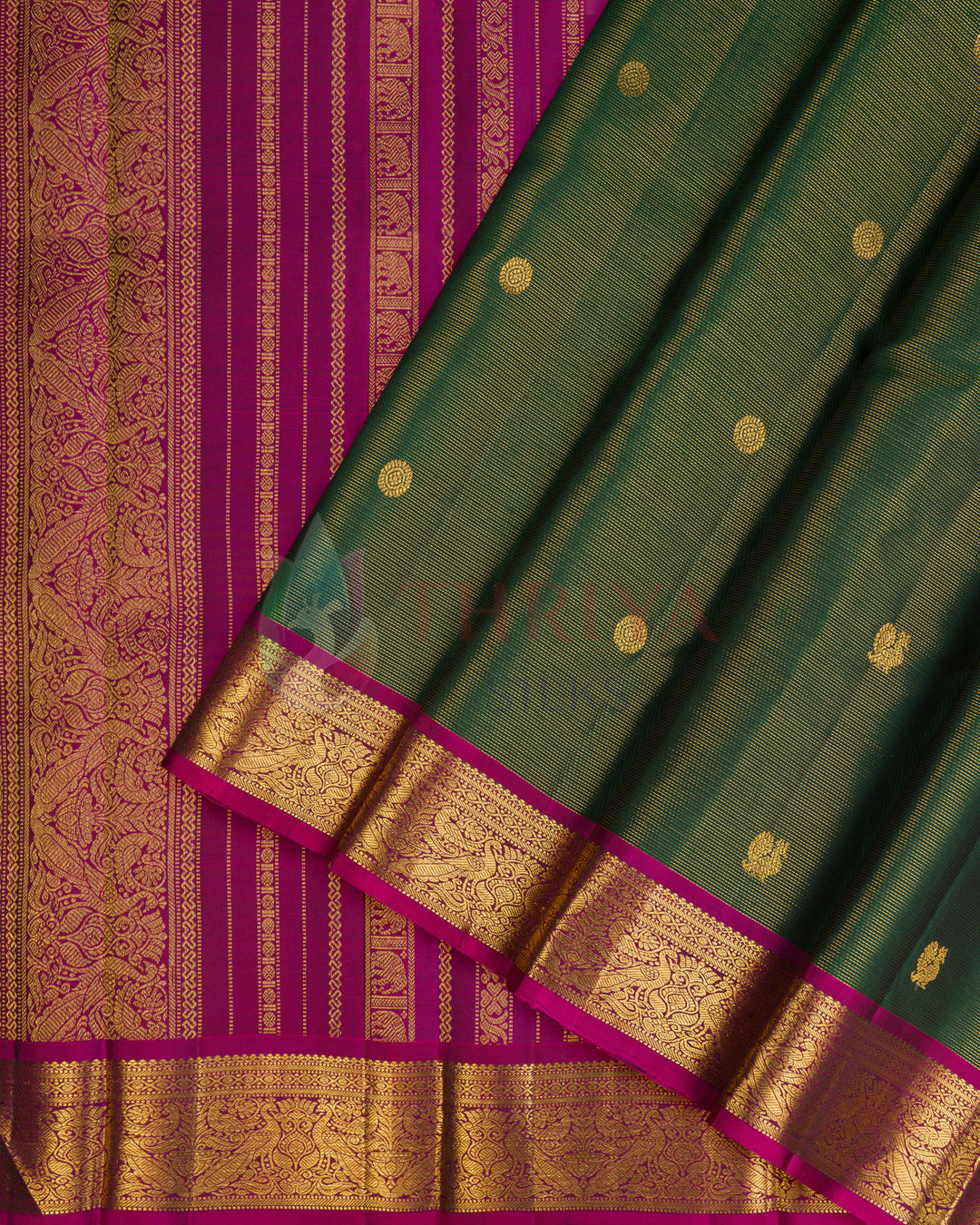 Dark Green Kanchipuram Silk Saree - TSPQ100512