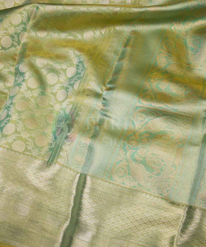 Sapphire Green Pure Zari Korvai Kanchipuram Silk Saree - TSW0886 - VIEW 4