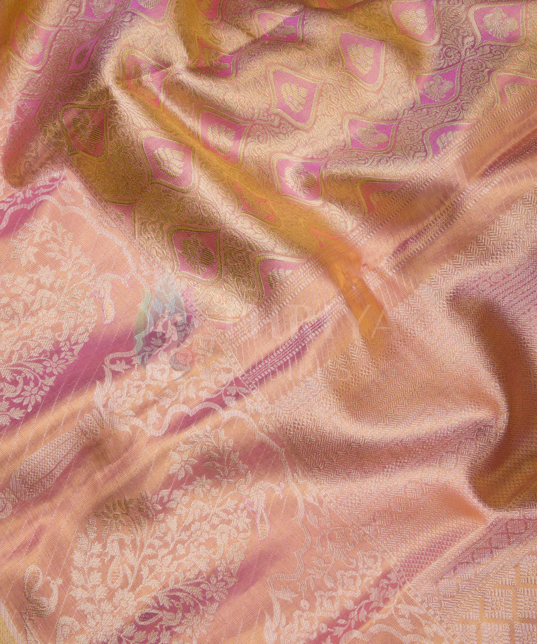 Full Gold Pink Pure Zari Kanchipuram Silk Saree - TSW0893 - View 4