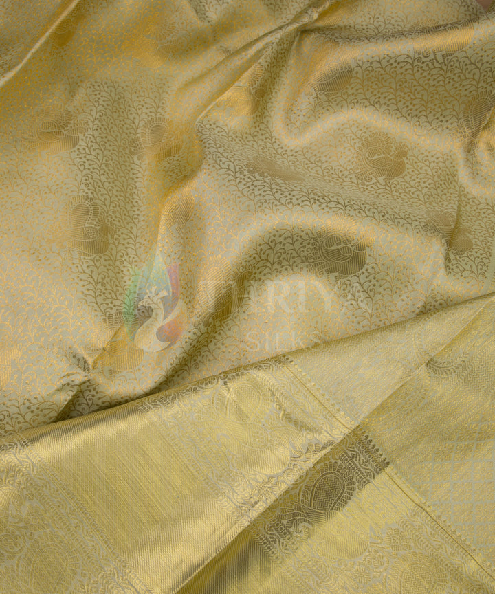 Ivory Pure Zari Kanchipuram Silk Saree - TSW0845 - View 4