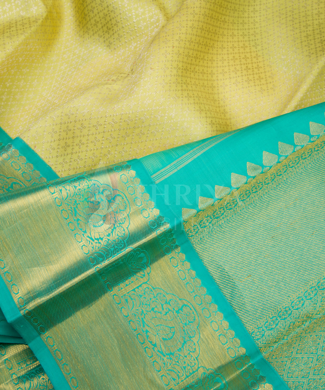 Yellow with Green Kanchipuram Silk Saree - TSW1181 - View 4