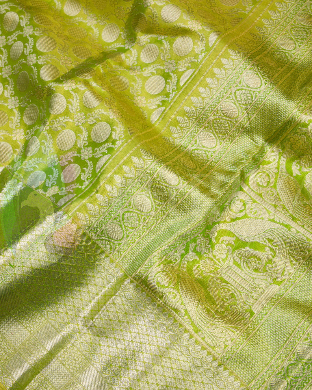 Green Kanchipuram Silk Saree with Silver Zari - TSW1183 - View 4