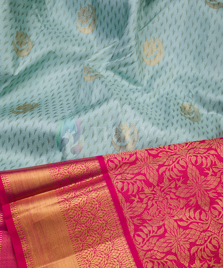 Light Sky Blue with Pink Kanchipuram Silk Saree - TSW020830 - View 4