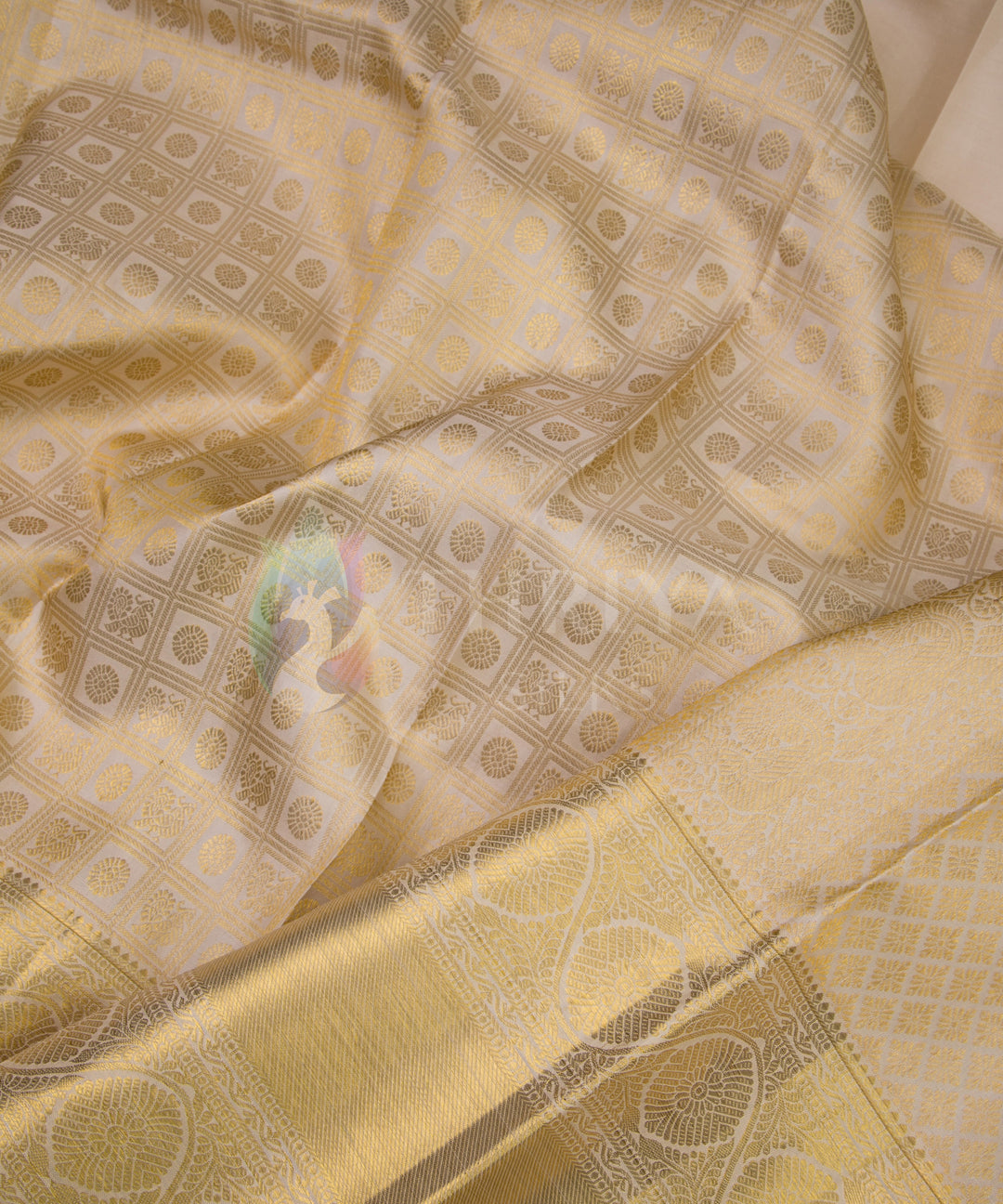 Half White Kanchipuram Silk Saree - TSW1138 - View 4