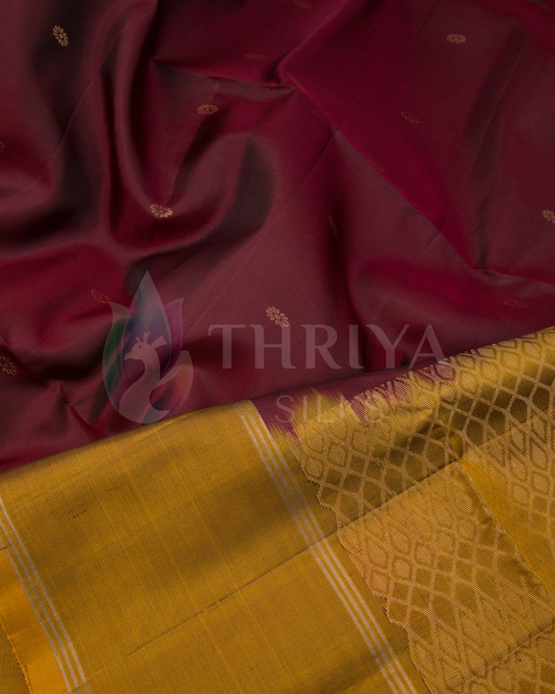 Maroon And Gold Soft Silk Saree - TSW260710 - View 4