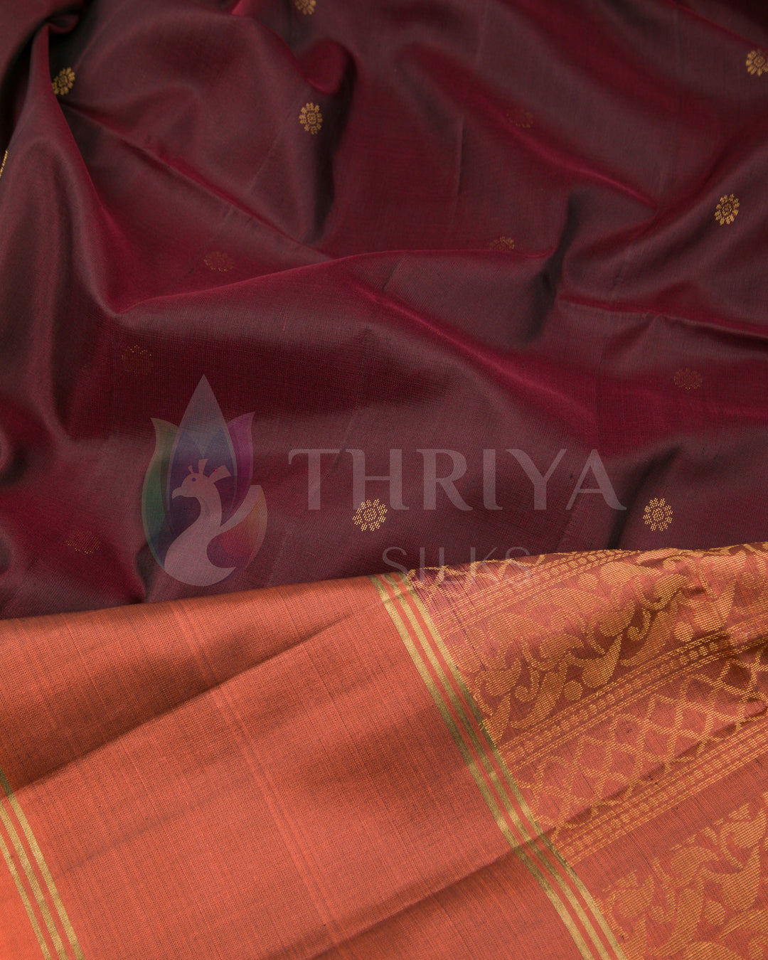 Maroon And Coral Soft Silk Saree - TSW260707 -View 4