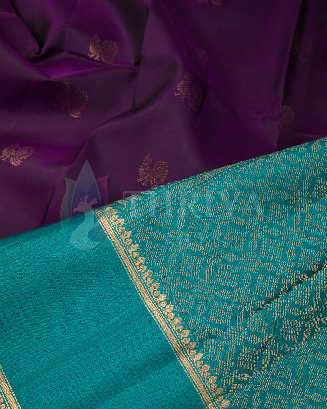 Violet And Turquoise Soft Silk Saree - TSW120910