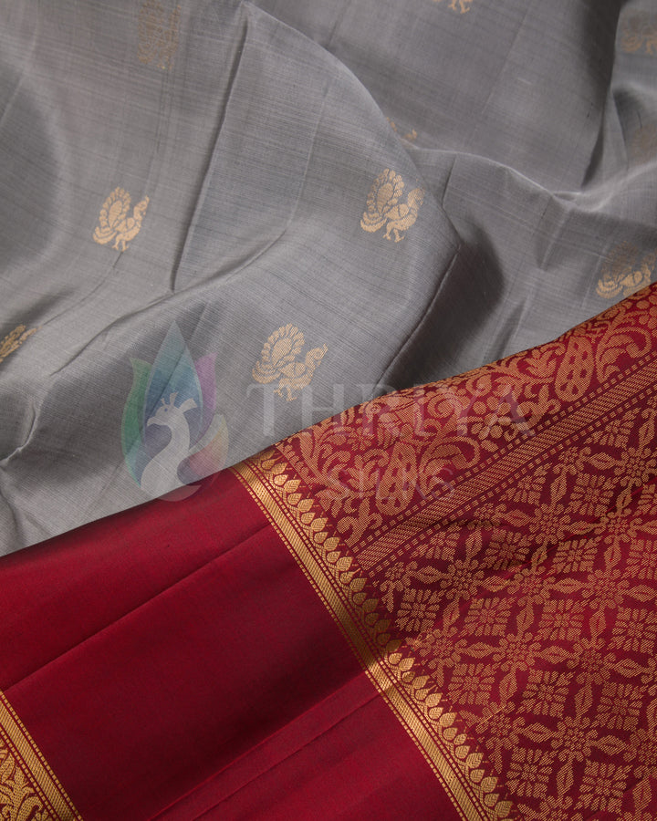 Grey And Maroon Soft Silk Saree - TSW190901