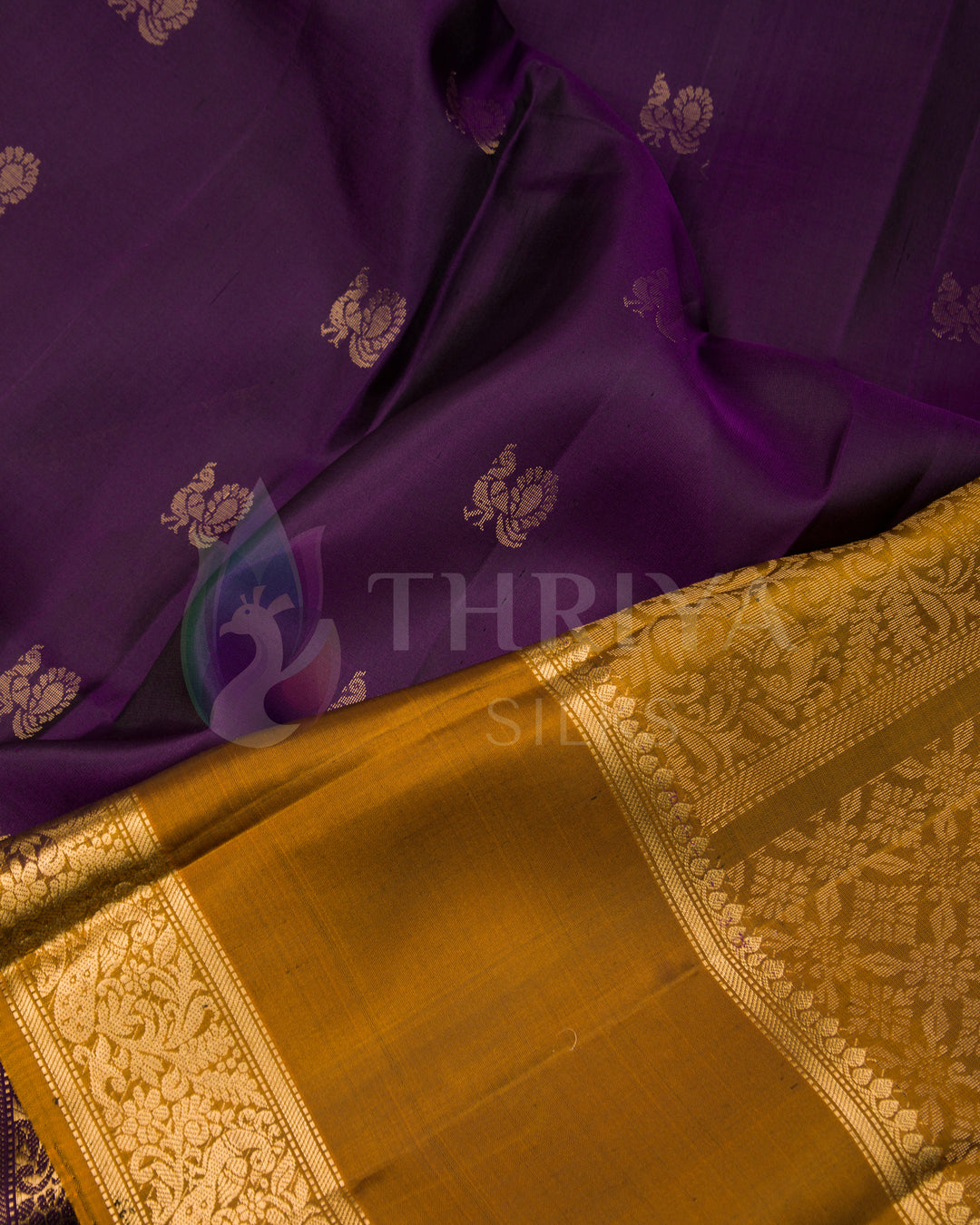 Violet And Mustard Soft Silk Saree - TSW120911