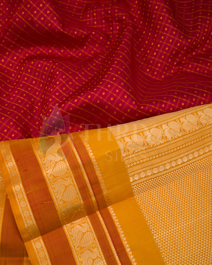 Maroon And Mustard Kanchipuram Silk Saree - TSW210906