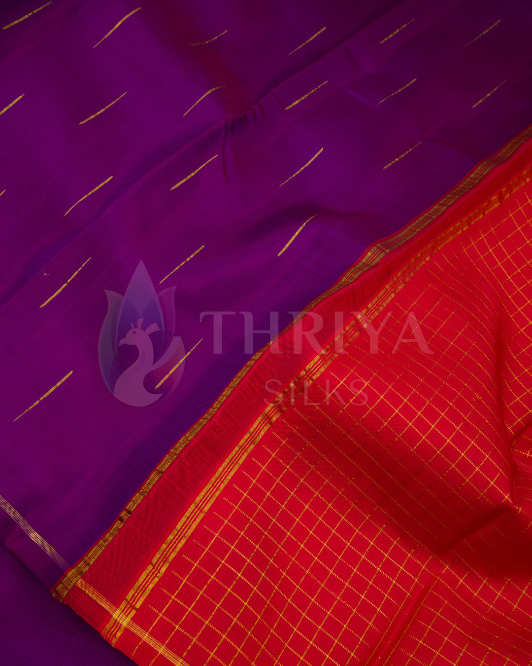 Purple And Red Kanchipuram Silk Saree - TSW250909