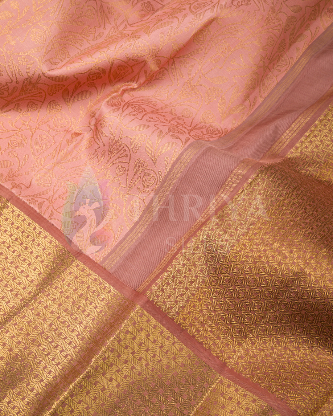 Salmon Pink And Dusty Pink Kanchipuram Silk Saree - TSW021002