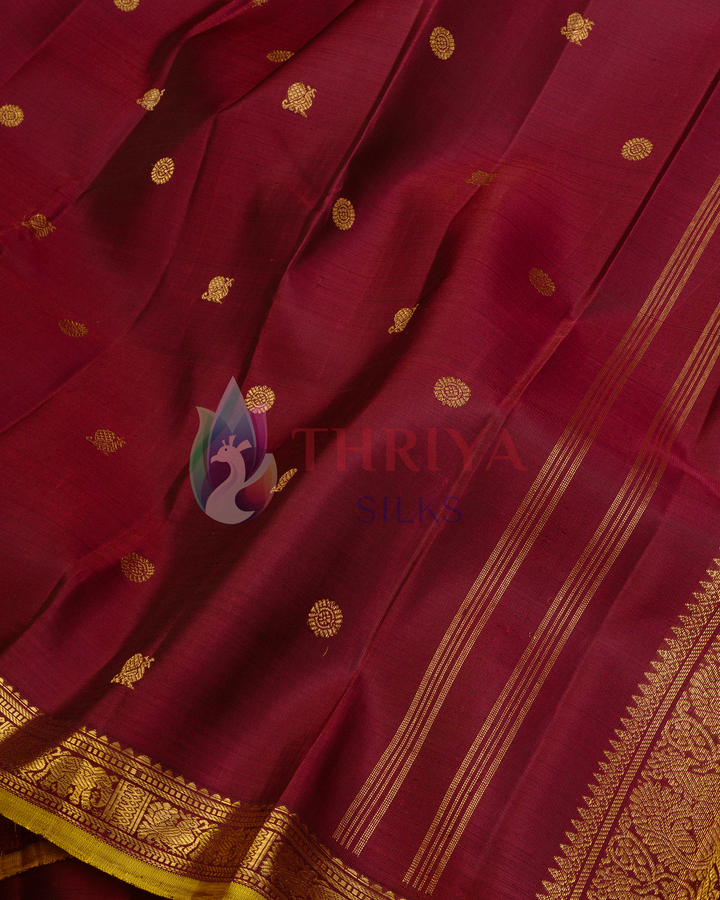 Maroon Kanchipuram Silk Saree & 3G - TSPQ040901