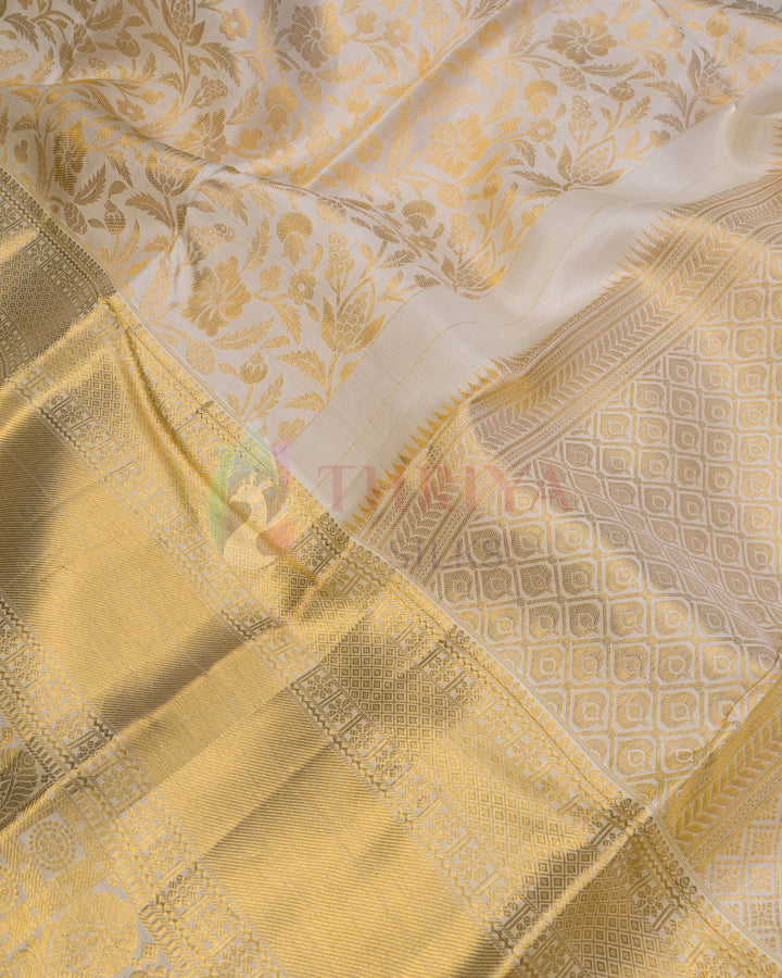Half White Kanchipuram Silk Saree - BW2407(815)